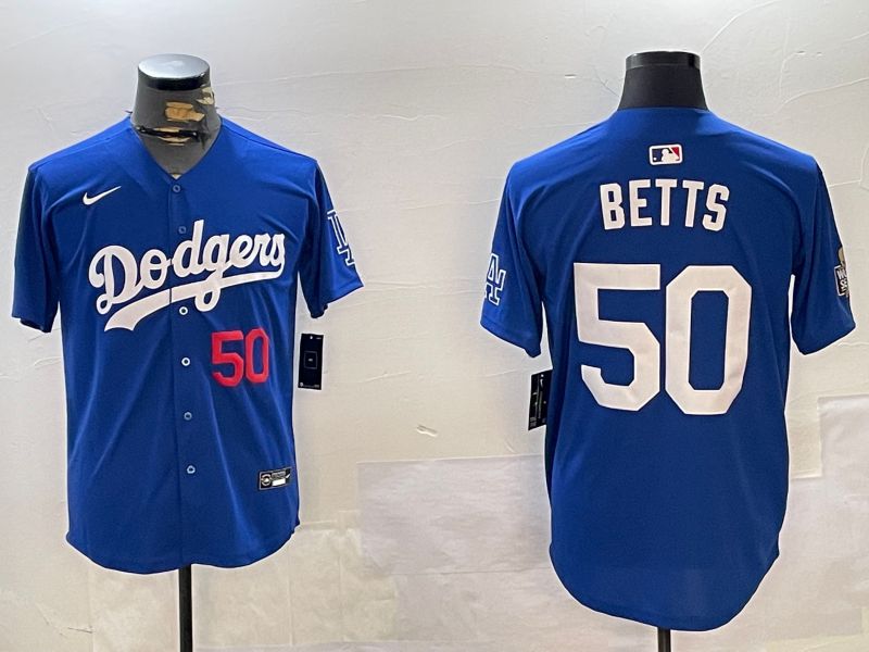 Men Los Angeles Dodgers #50 Betts Blue Game 2024 Nike MLB Jersey style 12163